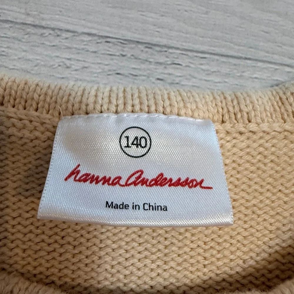 Hanna Andersson girls off‎ white cotton merino wool sweater dress size 140/10